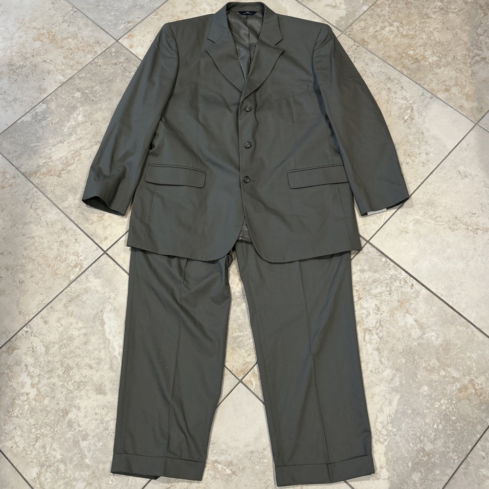 Brooks‎ Brothers 346 Stretch Suit Mens Blazer 44R Pant 38S Grey Solid 2 Piece